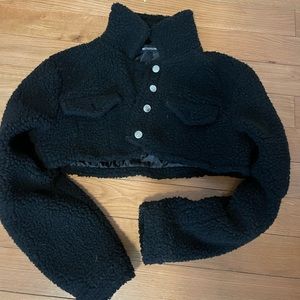 cropped teddy jacket